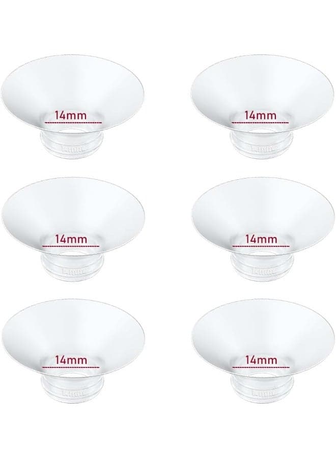 Flange Insert 14mm 6pcs Compatible with Momcozy M5/M9/M6/S12 Pro/V1 Pro/V2 Pro, for Spectra/Medela/MomMed/eufy/Lansinoh/Elvie Breast Pump