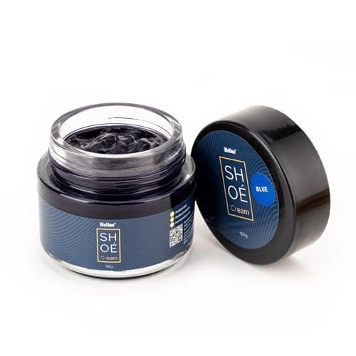 Helios Premium 100gm Leather Shoe Cream | Luxurious Impeccable Long Lasting Shine | Premium Quality Shoe Polish | 100 gm | Glass Jar | Blue