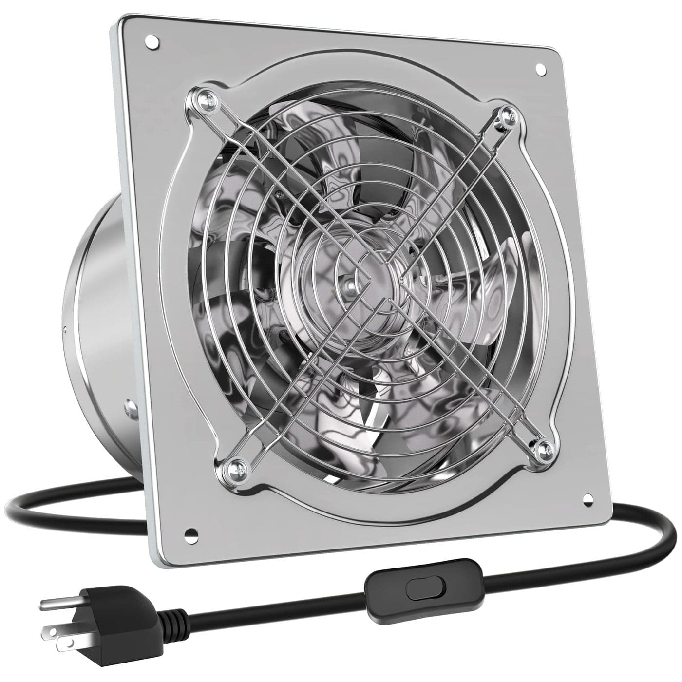 HG Power 10 Inch Metal Exhaust Fan with Switch 988 CFM Powerful Garage Exhaust Fan with Damper Potable Wall Mount Fan Fume Extractor Ventilation Fan for Shop Shed Basement Chicken Coop Silver