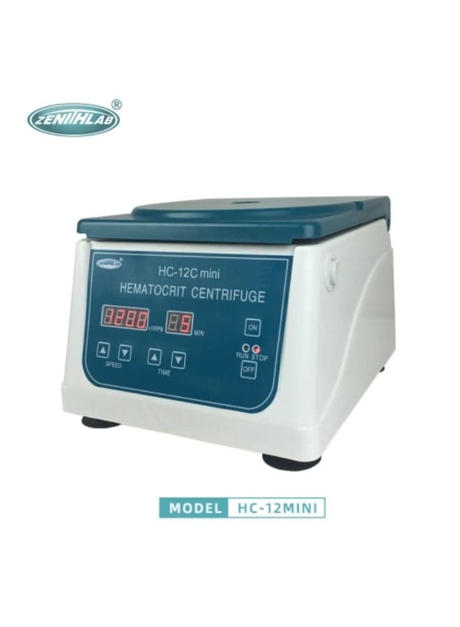 Zenith Lab Blood High Speed Centrifuge HC 12C Mini Brushless Motor 12000 RPM 15300 xg Hematocrit Centrifuge 24 Capillary Tubes