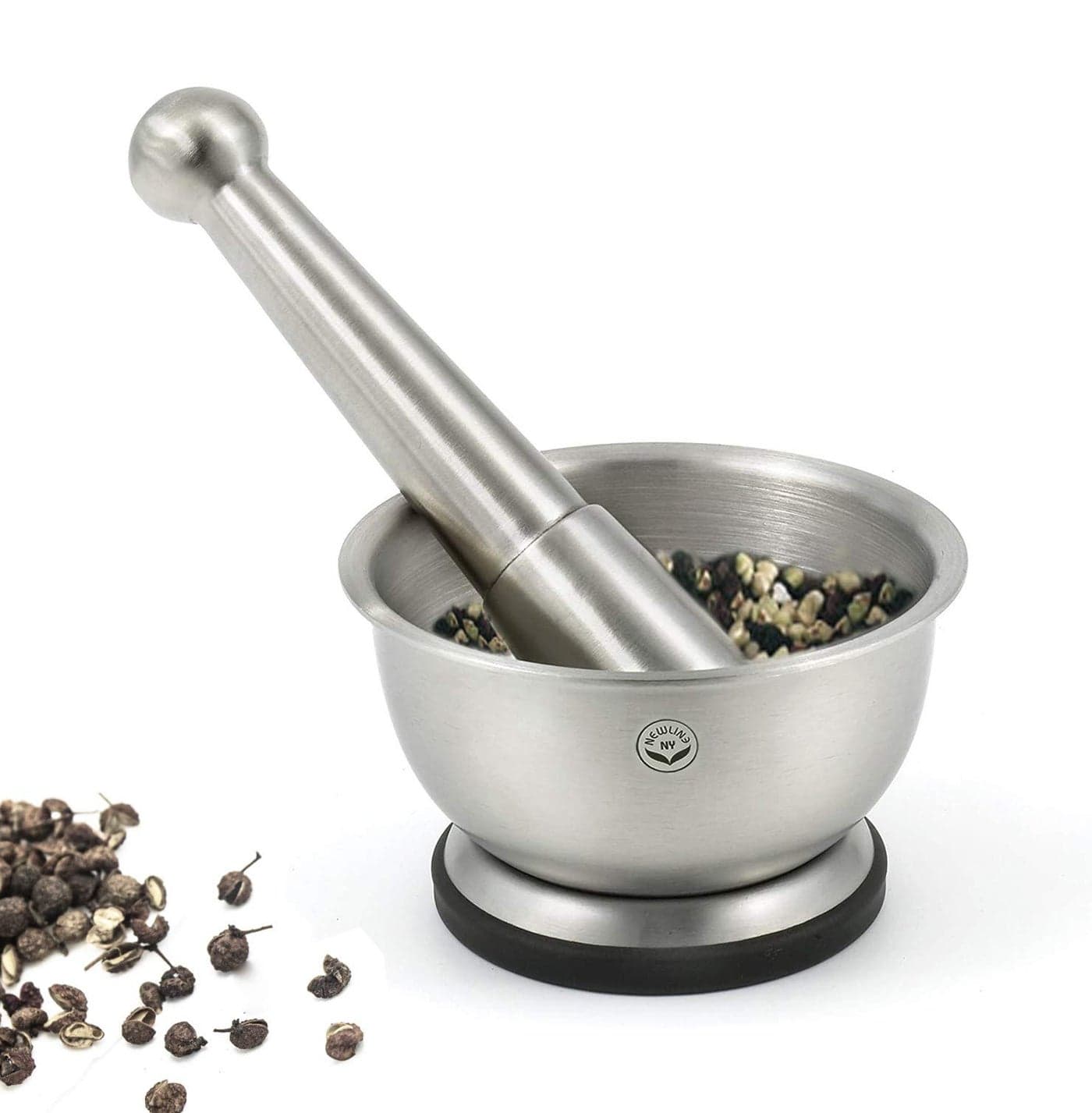 NewlineNY Stainless Steel Hand Masher Bowl Mortar and Pestle Set