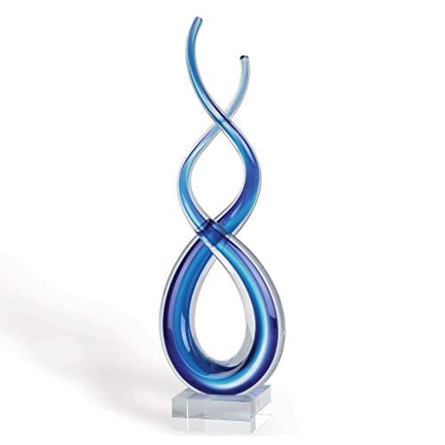 Badash - Touch of The Blues Murano Style Art Glass Centerpiece on Crystal Base H14