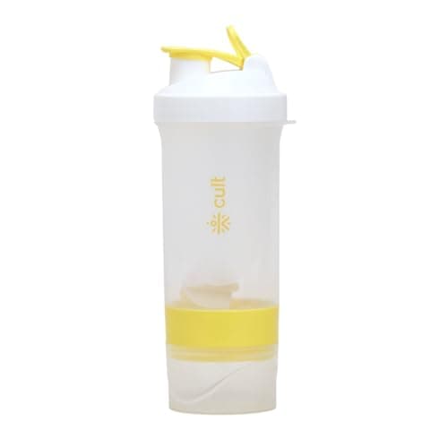 CULT Spider Shaker Bottle 500ml – 3 Compartment Protein Shaker with Blender Ball | Leakproof, BPA-Free, Durable Gym Shaker for Smooth Shakes, Pre-Workout & Supplements Yellow