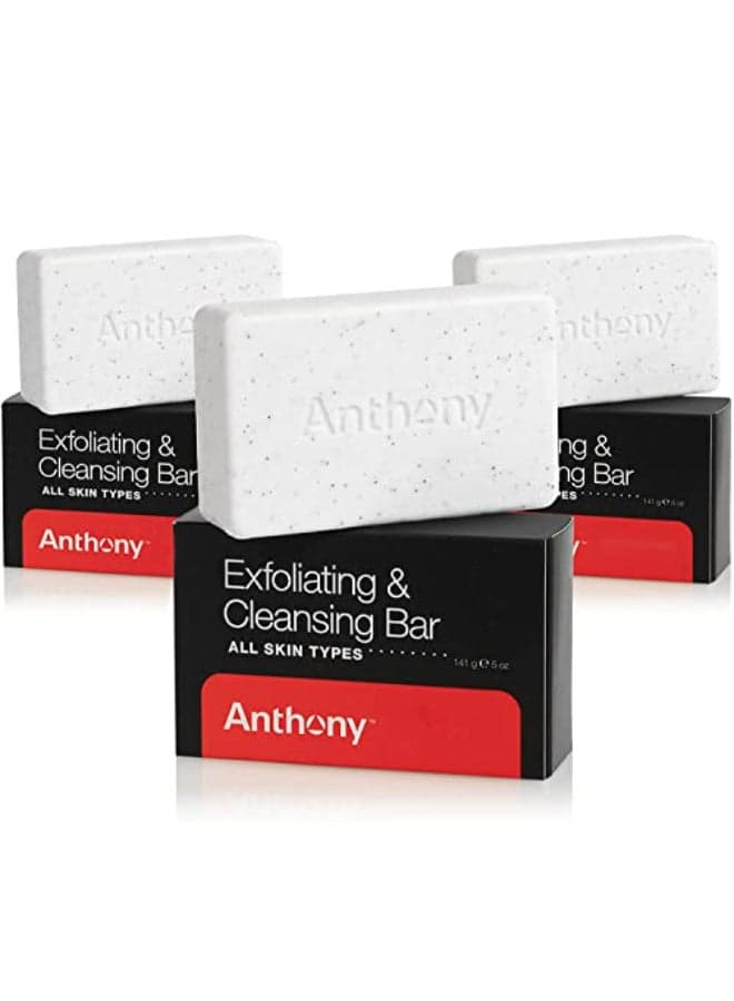 Anthony Mens Exfoliating Soap Bar Grapefruit Scent 5 Oz Infused with Cucumber Extract Jojoba Shea Butter Squalane Coconut Oils for Moisturizing Exfoliating Refreshing Body Skin