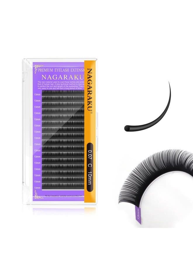 Eyelash Extensions Individual Lashes 0.07mm C curl 10mm Classic Matte Black Soft Natural Professional 16 rows Beauty Salon Supplies