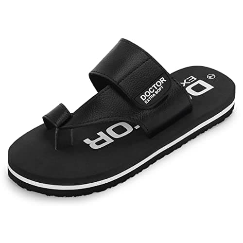 DOCTOR EXTRA SOFT Slipper for Men’s Stylish Alwin Orthopaedic Thumb Diabetic Comfort Care House Flip-Flop for Gents and Boys D-26-BLACK-10 UK