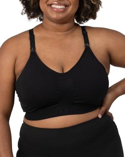 Kindred Bravely Sublime Nursing Sports Bras for Breastfeeding, Soft & Stretchy Maternity Bra (Black, Large-Busty)