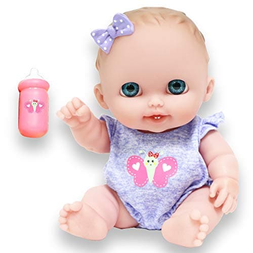Lil Cutesies 8.5" All Vinyl Baby Doll | Posable and Washable | Removable Outfit | Lulu- Blue Eyes | JC Toys |Ages 2+