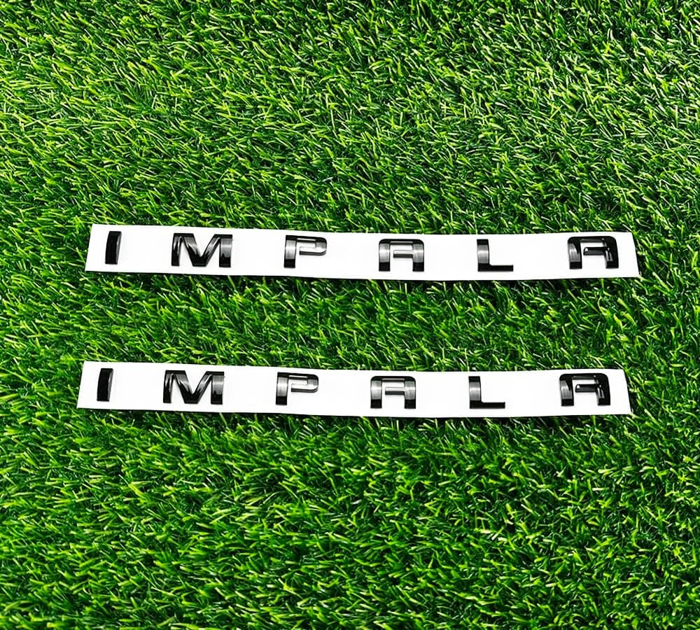 Pair Set Impala Front Door Emblem 3D Letter Badge Nameplate Replacement for 2014-2020 Impala (Gloss Black)