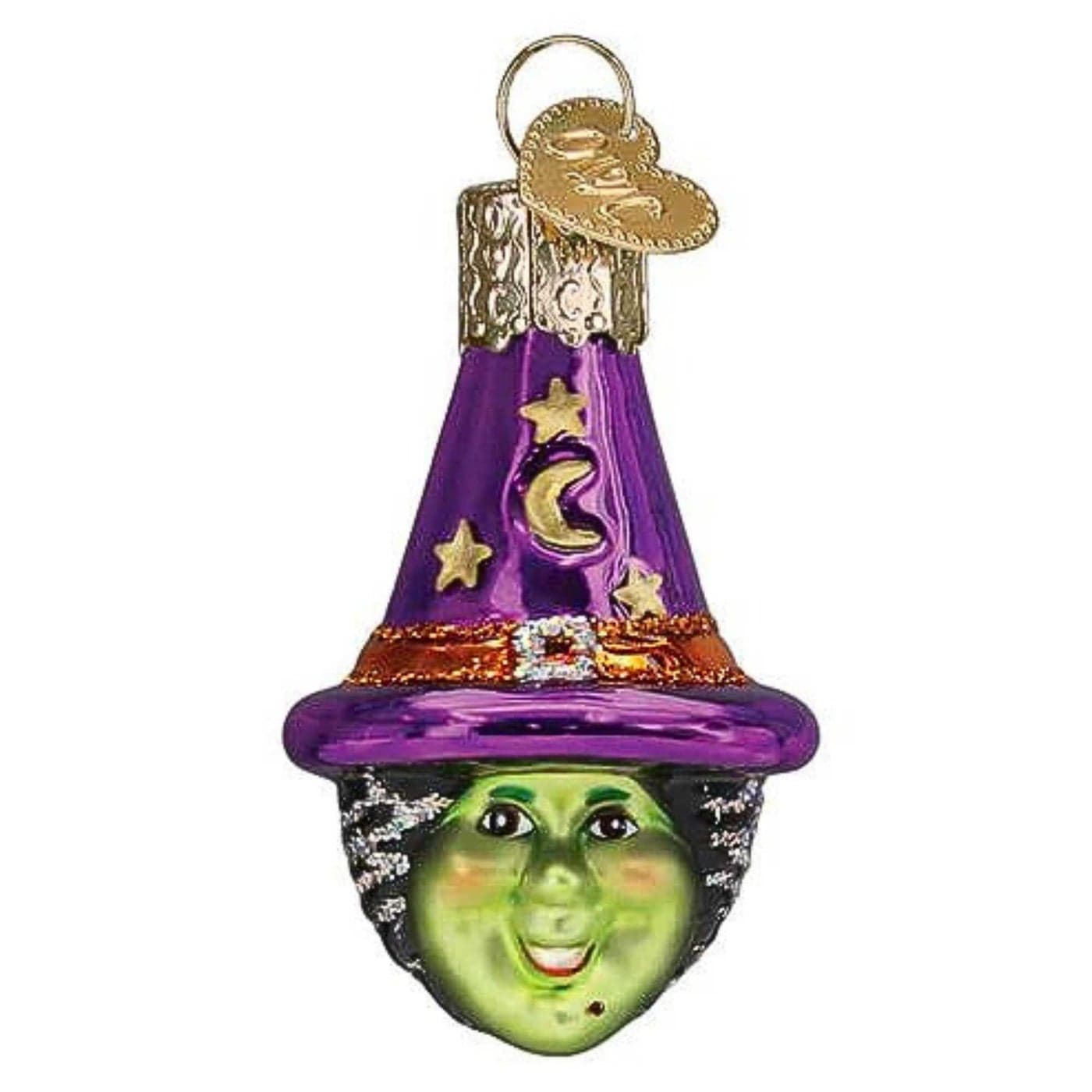 Old World Christmas Mini Witch Head Glass Blown Ornament for Christmas Tree Handcrafted Holiday Decoration Mini Collection