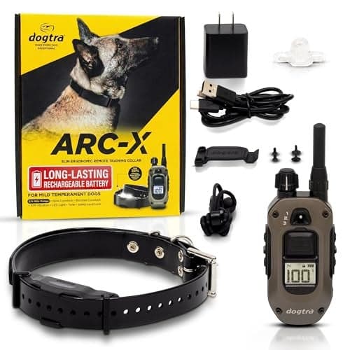 Dogtra ARCX ECollar for Dog Training 34 Mile Range for Dogs 15 lbs Slim Design IPX9K Waterproof 100 Stimulation Levels Vibration Tone Rechargeable Dog Owners and Professional Trainers