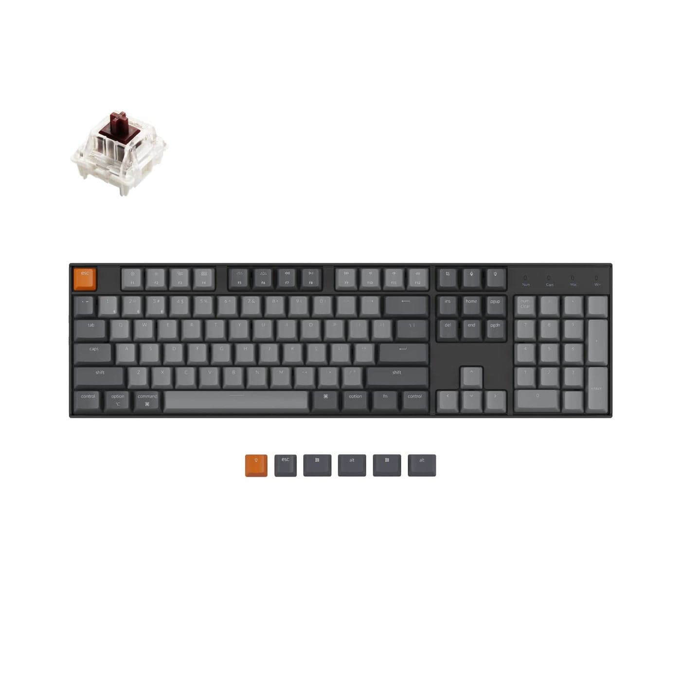 Keychron K10 Full Size Layout RGB Backlit HotSwappable Mechanical Gaming Keyboard for Mac Windows Multitasking 104Key Bluetooth WirelessUSB Wired Computer Keyboard with K Pro Brown Switch