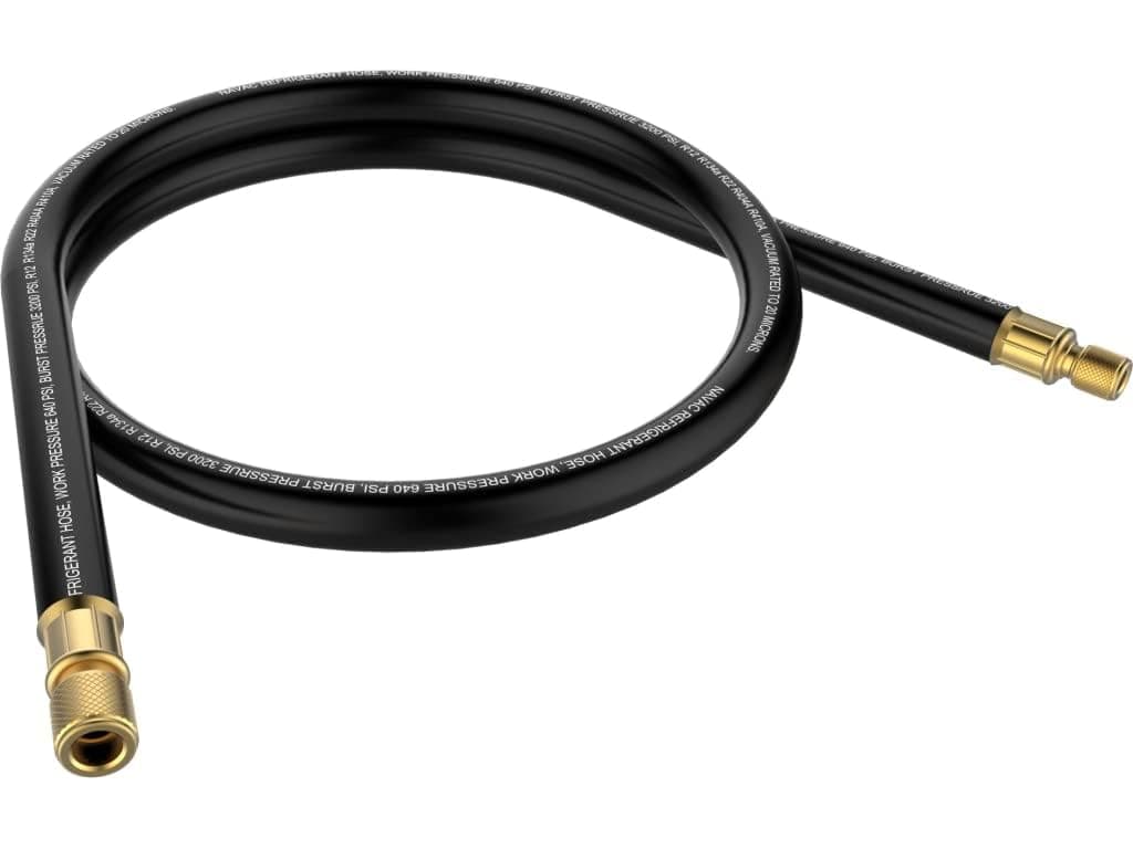 NAVAC NHB1 High-Flow Refrigerant Hose - 3/8" to 1/4" Fittings - 6 Feet Length - 1/2" Internal Diameter - Faster HVAC Evacuation and Recovery - 20 Microns Vacuum