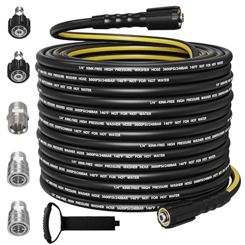 SITIMIMIL Flexible 50FT Pressure Washer Hose 14 3600 PSI KinkFree Replacement Hose with Quick Connect Kit M2214mm 38 Fittings for GasElectric Pressure Washers