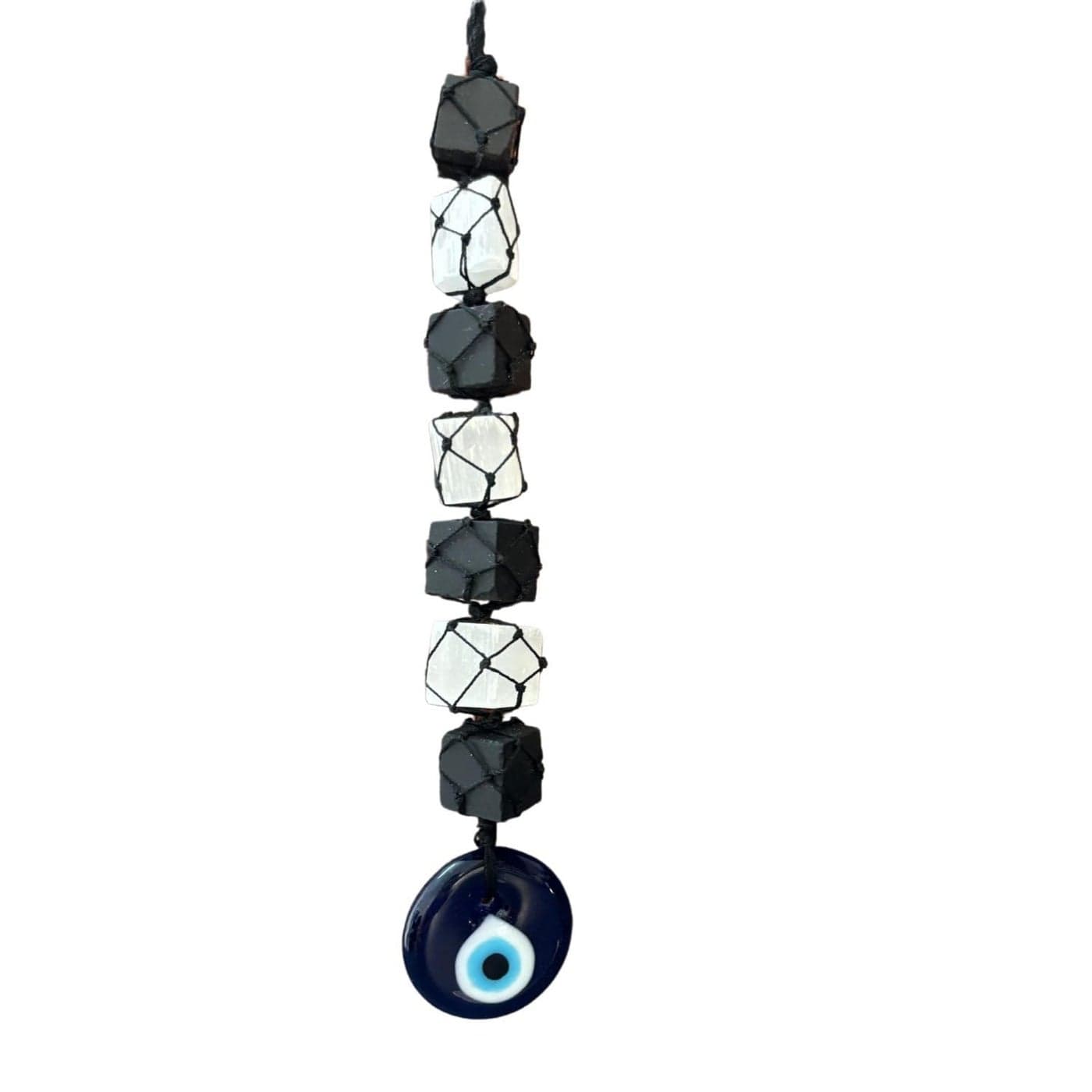ARCOIRIS Evil Eye Hanging with Black Tourmaline and Selenite Protective and Decorative Hanging for Home Entrance Inside Cars and Office Spaces Small