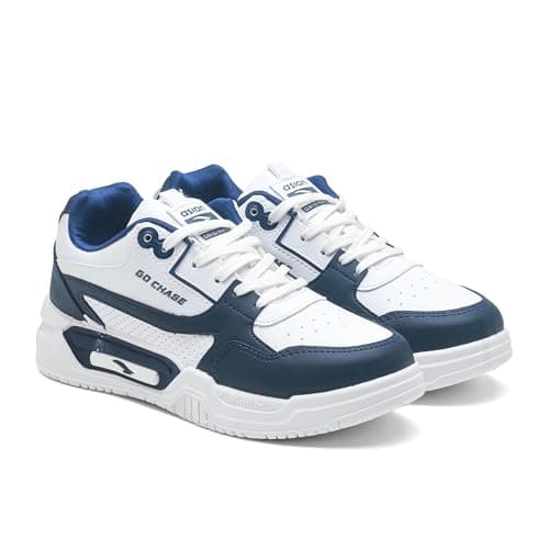 ASIAN Shadow-02 Sneakers for Men | Trendy Casual Sports Shoes for Walking, Gym, Running Cushioned Insole, Anti-Slip Outsole & Premium Stylish Design White Navy(WHTNAVY)-UK 9