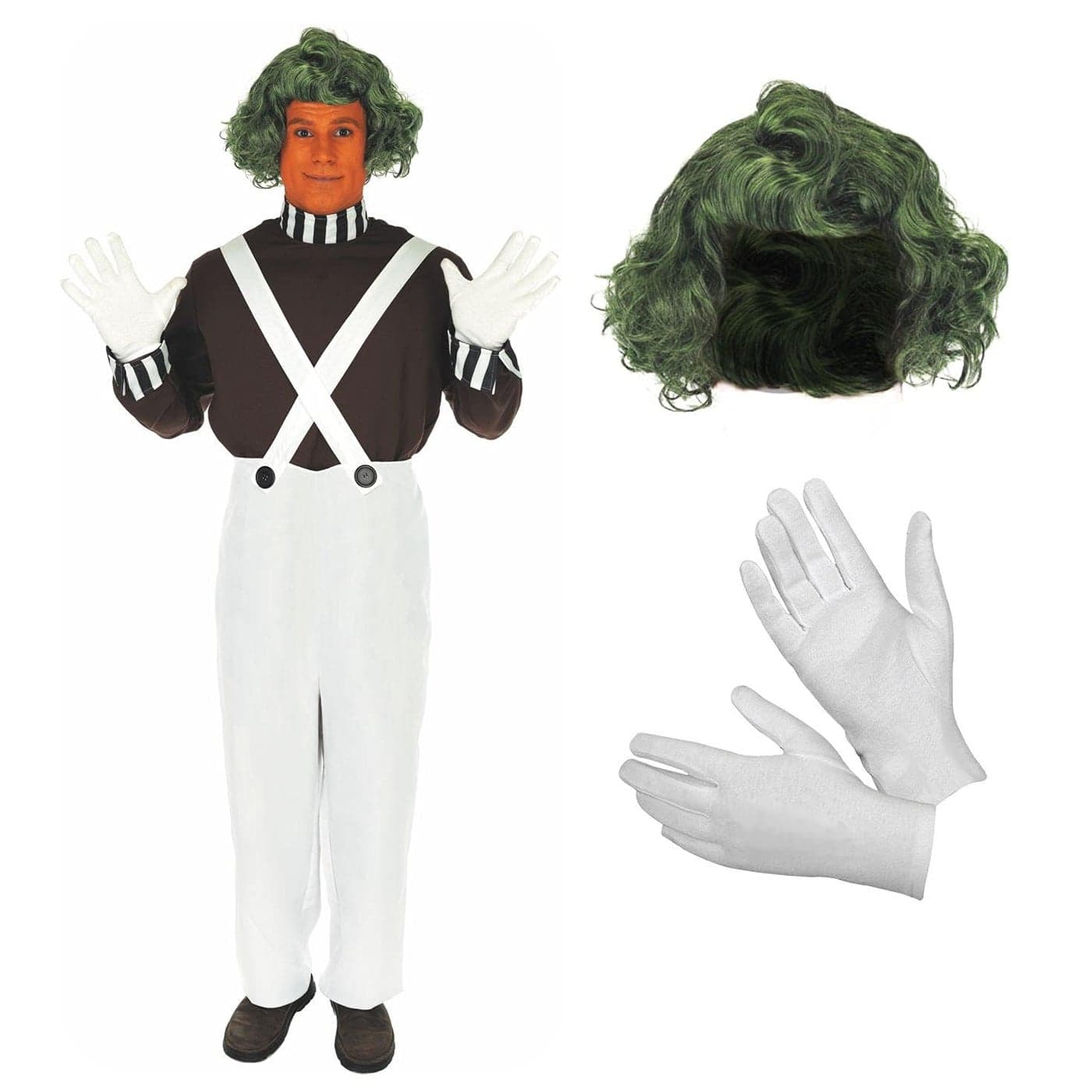 fun shack Mens Chocolate Factory Worker Costume, Chocolate Factory Costume, Candy Costume Adult Men, Movie Character Costumes - Large
