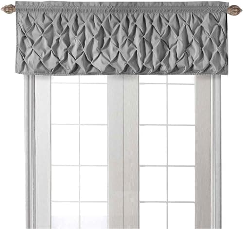 VCNY Home - Valance, Pintuck Curtain with Rod Pocket Top, Modern Home Décor (Carmen Grey, 60" x 20")