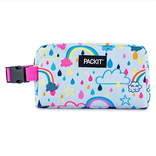 PackIt Freezable Snack Box Rainbow Sky Built with EcoFreeze Technology Collapsible Reusable Zip Closure with Buckle Handle Great for All Ages and Fresh Snacks on the go