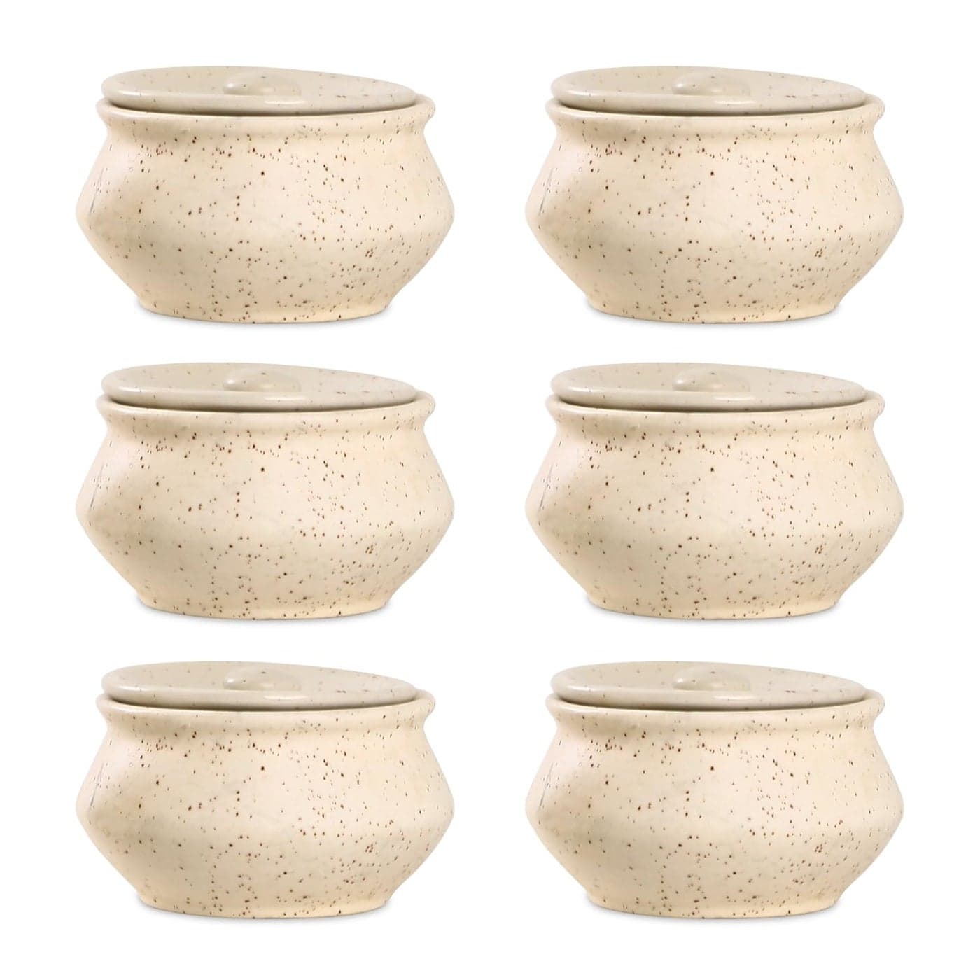 Caffeine Ceramic Stonwear Handmade Cream Matte Dip and Sauce Set of 6