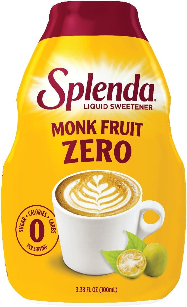 SPLENDA Monk Fruit Liquid Zero Calorie Sweetener Drops, 3.38 Fl Oz (100ml)