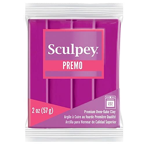 Sculpey Premo Polymer Oven-Bake Clay, Fuchsia, Non Toxic, 2 oz. bar, Great for jewelry making, holiday, DIY, mixed media and home décor projects. Premium clay Great for clayers and artists.
