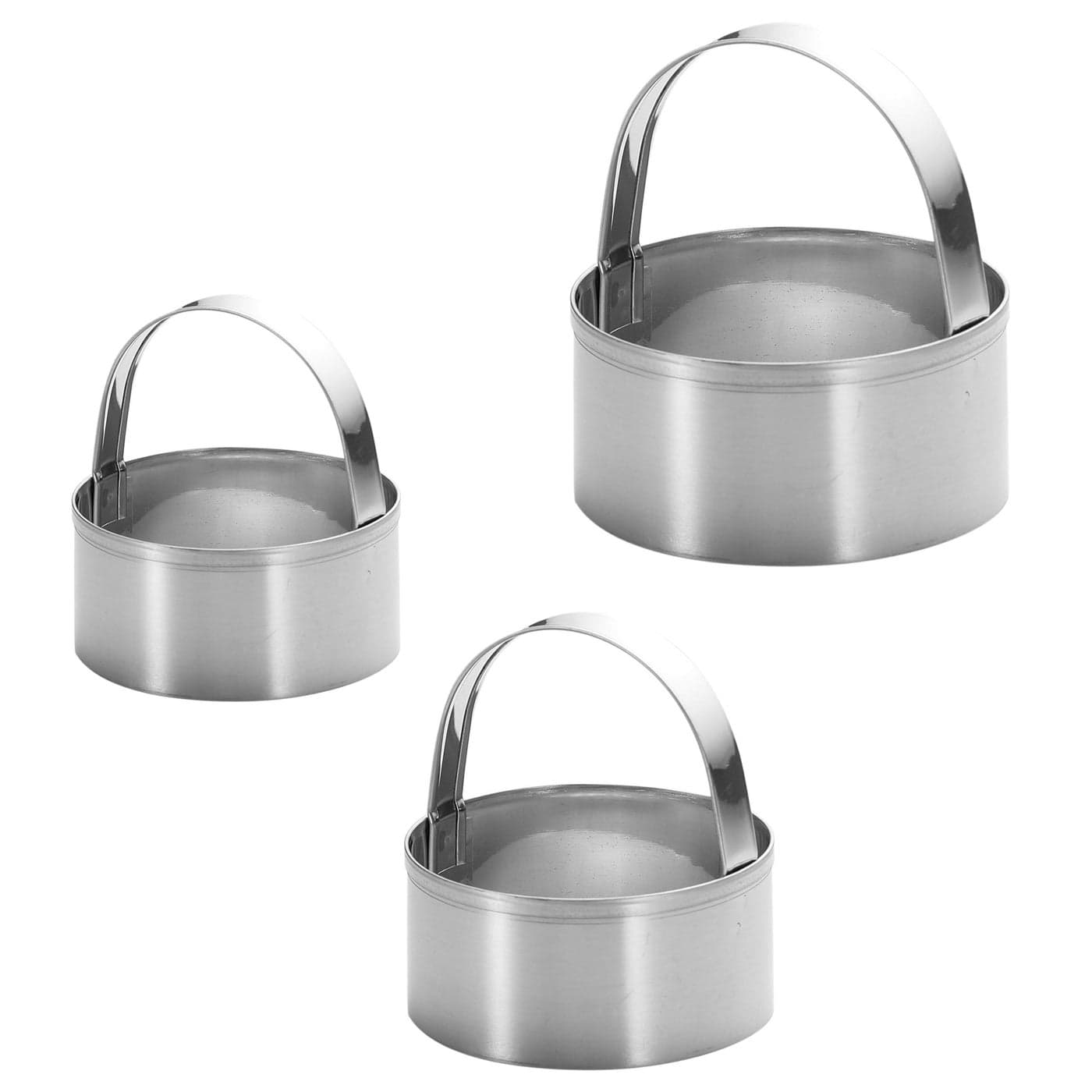 Maykito 3 Pieces Round Biscuit Cutter with Handle Stainless Steel Round Circle Doughnut Cutter Baking Molds Assorted Size