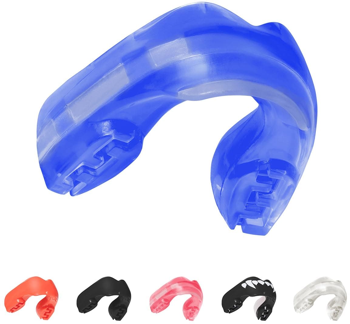 SafeJawz Mouthguard for Braces, One Size Re-Mouldable Mouth Guard with Case for Boxing, Basketball, Football, MMA, Lacrosse, Hockey and All Contact Sports (Ice Blue)