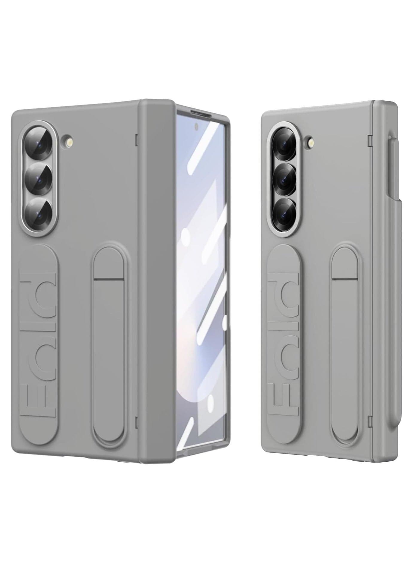 Case Compatible with Samsung Galaxy Z Fold 6, with Foldable Screen Stand and Wristband, with Fully Wrapped Protective Cover for The Shell Film Hinge Cover with Pen Slot and Pen