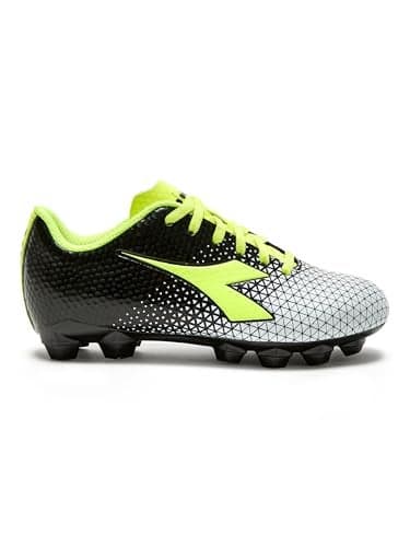 Diadora Cattura Youth Firm Ground Soccer Cleats LittleBig Kid Sizing Perfected for Natural and Artificial Playing Surfaces BlackYellowWhite 8 Little Kid