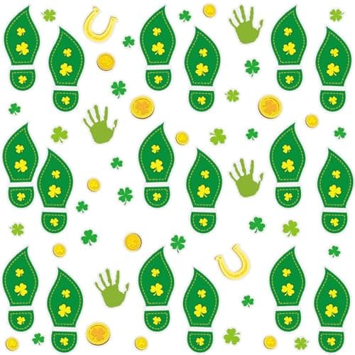 Leprechaun Footprint Stickers 400PCS St Patricks Day Floor Decals for Home Party Decorations Easy Peel Shamrock Gold Coin Trail