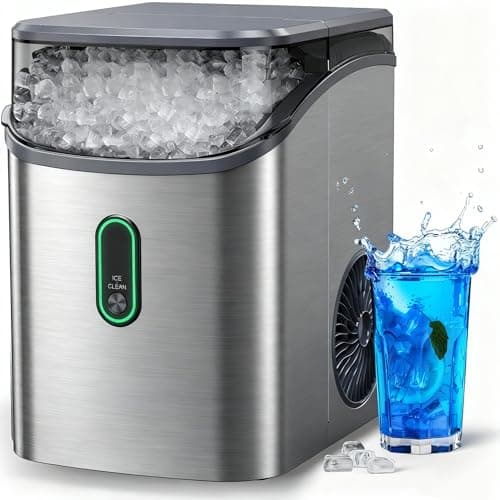 Silonn Nugget Ice Maker Countertop, Pebble Ice Maker with Soft Chewable Ice, One-Click Operation Ice Machine with Self-Cleaning, 33lbs/24H, Stainless Steel