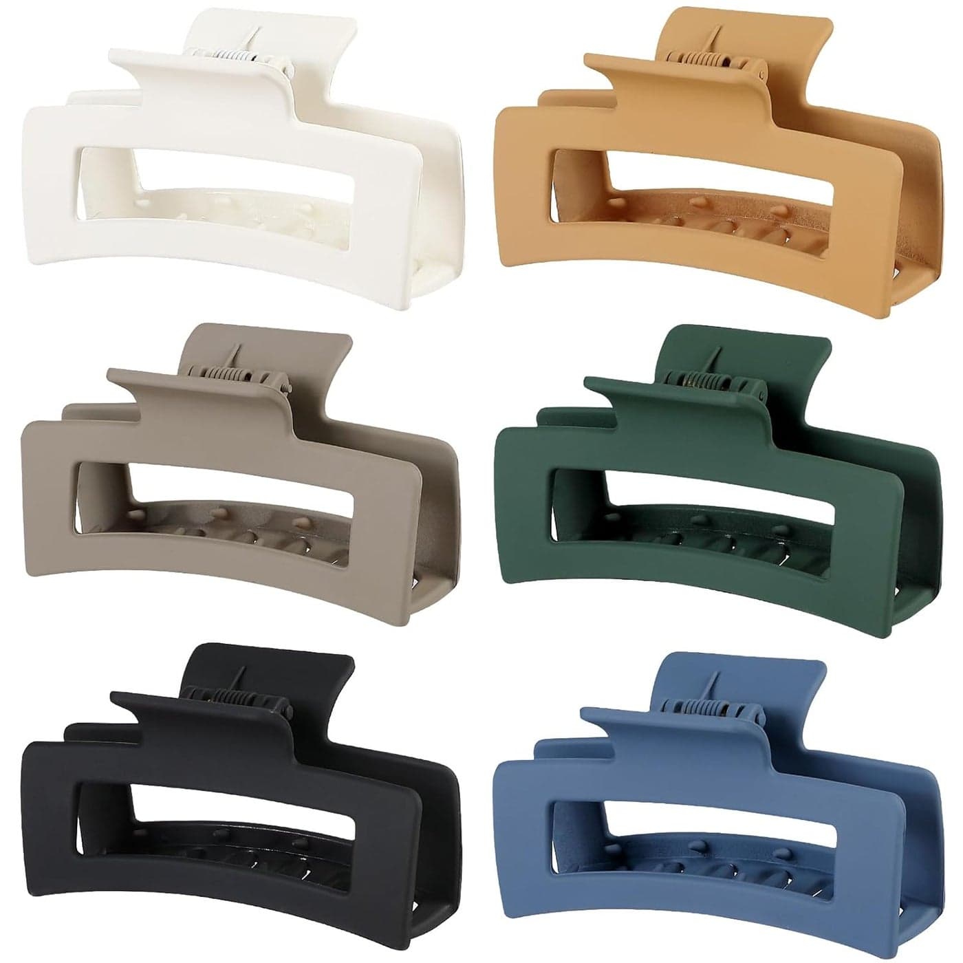 35 Inch Medium Hair Claw Clips 6 Pack Hair Clips for Women Square Claw Clips Rectangle Clips for Hair Banana Jaw Clips Hair Accessories for Girls Neutral