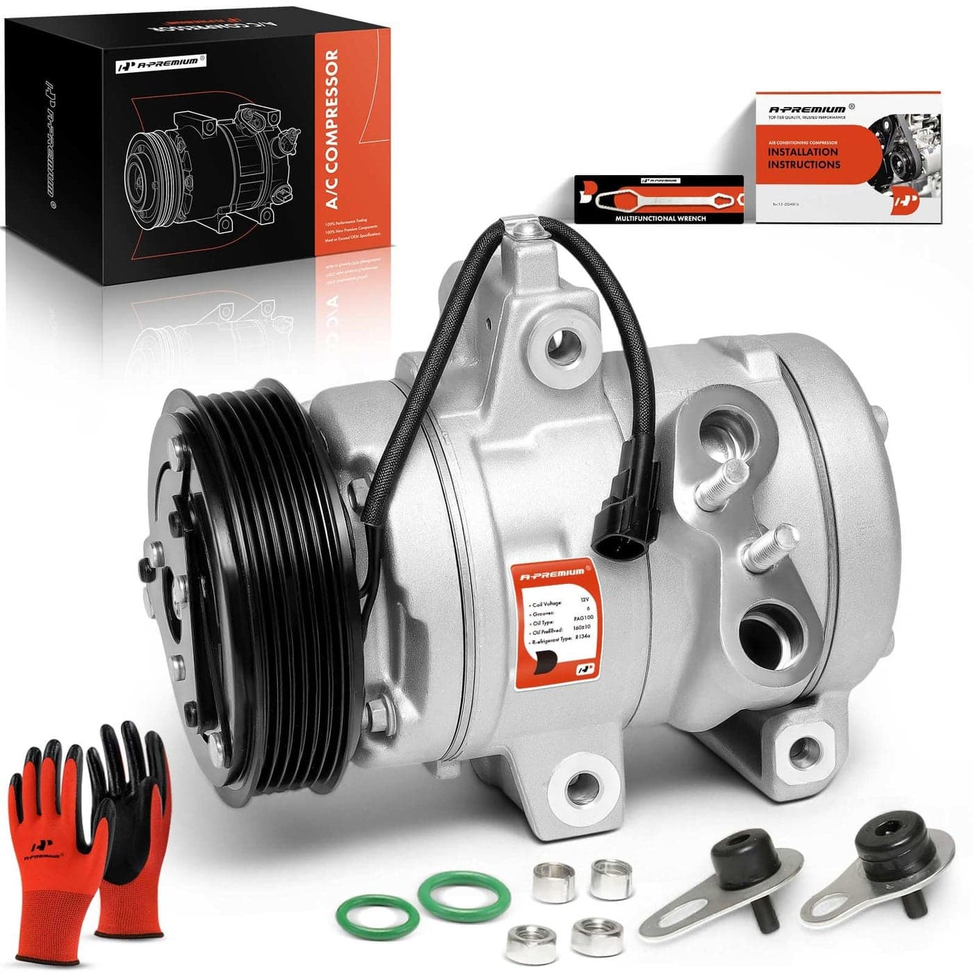 APremium Air Conditioner AC Compressor with Clutch Compatible with Ford Focus 20L 20082011 Transit Connect 20L 20102013 with DKS17DS Compressor