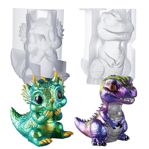 LETS Resin Dinosaur Resin Molds SiliconeLarge Dragon Figurine Epoxy Resin MoldsLifelike Tyrannosaurus Rex and Triceratops Animal Silicone Molds for Resina Art Gifts Home Decor