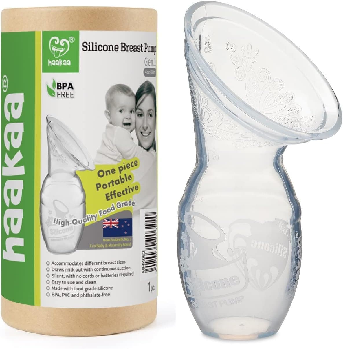 Haakaa Silicone Breastfeeding Manual Breast Pump Milk Pump 100 Food Grade Silicone BPA PVC and Phthalate Free 4 oz Capacity