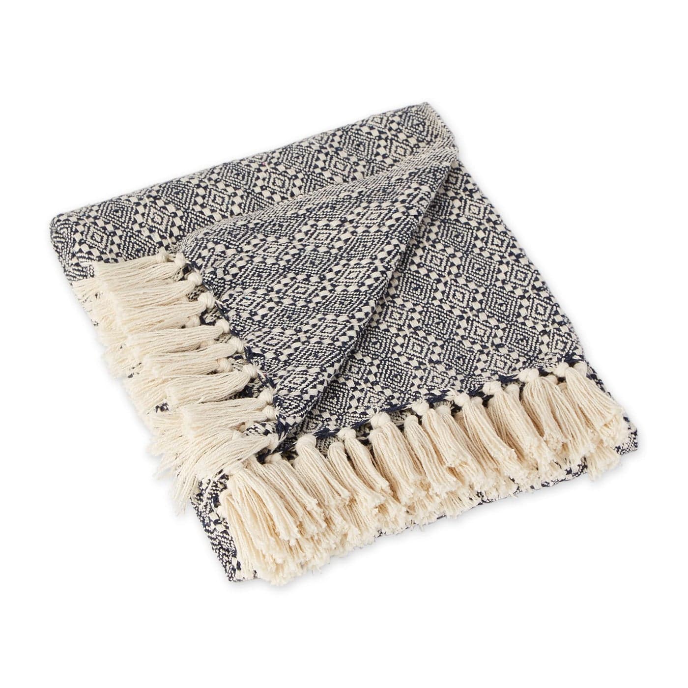 DII Diamond Stitch Woven Throw Organic Modern 50 x 60 Navy