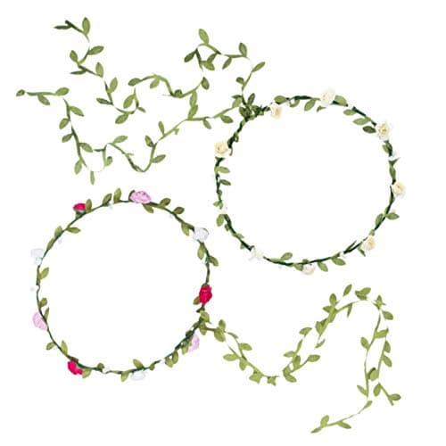 AWAYTR 2Pcs Fashion for Bohemian Style Wedding Bride Bridal Headdress Floral Flower Garland Headwear Headbands (Cream white+mixed-color)