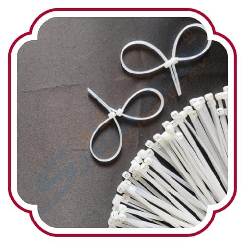 SHIVANSH TECHNOLOGY® Teeth Grip Nylon Self Locking Cable Ties, Heavy Duty Strong Zip Wire Fastener Organizer Tie, White(300 mm x4.8 mm, 12" inch,Pack of 100)