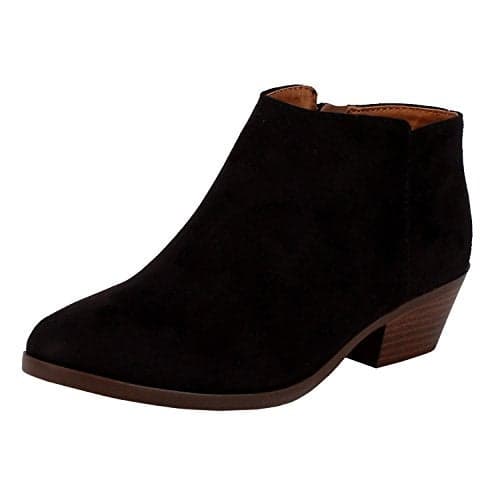 Soda Women's Closed Toe Multi Strap Ankle Bootie (Black Suede, numeric_8_point_5)