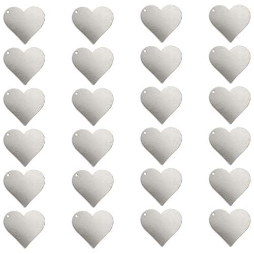 ImpressArt - Premium Metal Stamping Blanks for Metal Stamping and Jewelry Making (24 Pack) (3/4" Heart w/Hole, Aluminum)