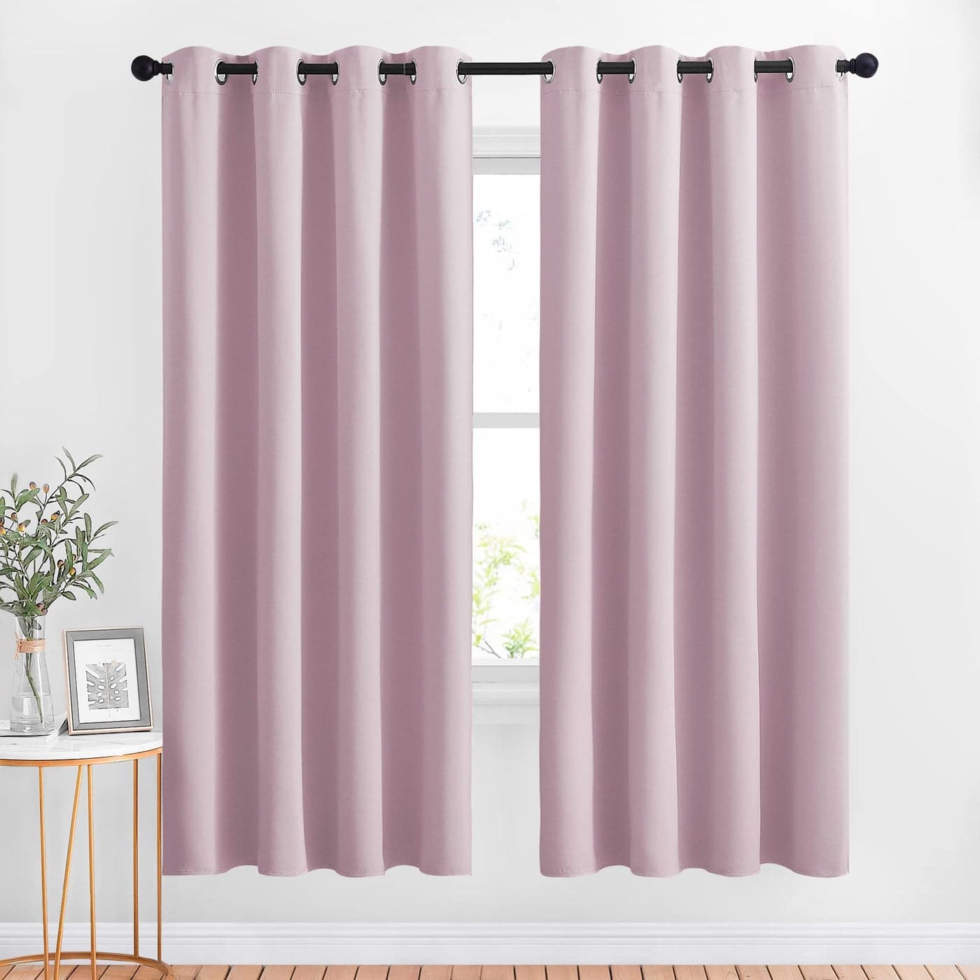 NICETOWN Bedroom Curtains Room Darkening Draperies Home Fashion Microfiber Thermal Insulated Solid Grommet Curtains for Kitchen Lavender Pink 1 Pair 52 inches Wide by 72 inches Long