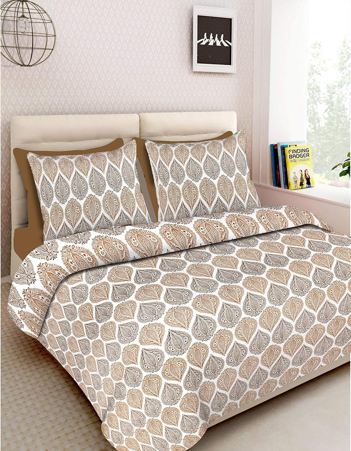 JAIPUR PRINTS Rajasthani Tradional 100 Cotton 100 inch by 108 inch King Size Double Bedsheet with 2 Pillow Covers Multi 11