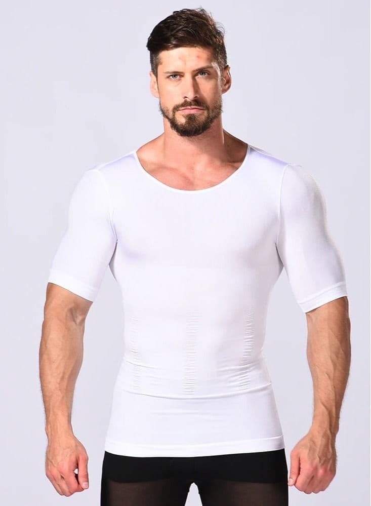 Short sleeves tank corset men corset abdomen vest muscle body shaper top