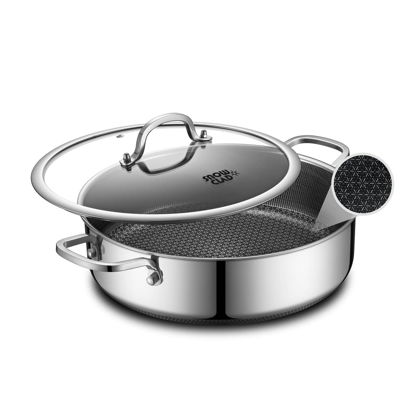 Saute PanHybrid Non Stick 5 Quart Everyday Braiser panChicken Fryer PFOA Free Cookware12 inch Deep Frying Pans with LidDishwasher and Oven SafeWorks on InductionCeramic and Gas Cooktops