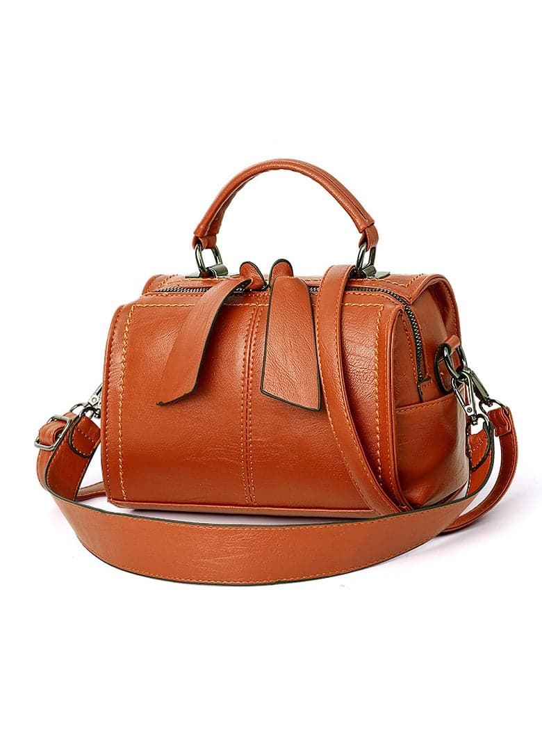 Fashion Design Women Vintage Handbag Leather Shoulder Bag Women Crossbody Bag with Detachable Shoulder Strap Women Bag (Orange)