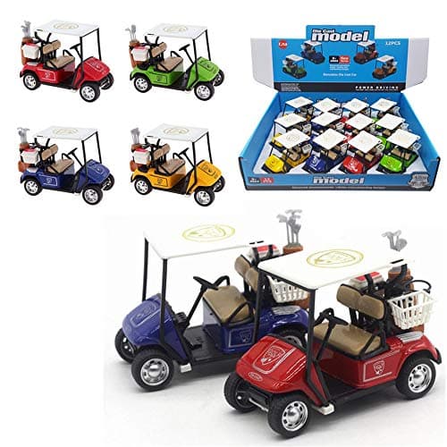 Box of 12 Mini Golf Carts Replicas 4 Diecast Alloy Metal Pullback Action 132 Scale Model Toy Golfcart Vehicle for Table Golf Decor Golf Party Decorations