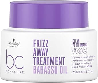 Schwarzkopf Professional Bonacure Frizz Away Treatment Mask For Coarse Unruly Frizzy Hair Vegan Care Complex Babassu Oil Frizz Control Improved Manageability Nourishing Detangling 200 ml