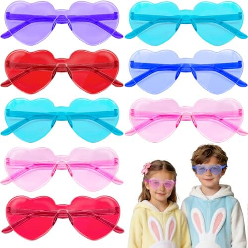 24 Pack Heart Shaped Glasses Heart Shaped Sunglasses Bulk 4 Colors for Women Colorful Glasses Fun Trendy Transparent Heart Sunglasses Party FavorClassroom Prizes Exchange GiftsEaster Party Favors