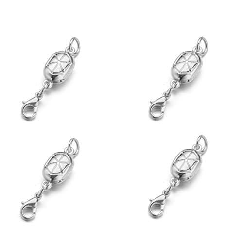Zpsolution Double Locking Magnetic Clasps for Jewelry Easy to Use Safe and Reliable 4PCS Silver